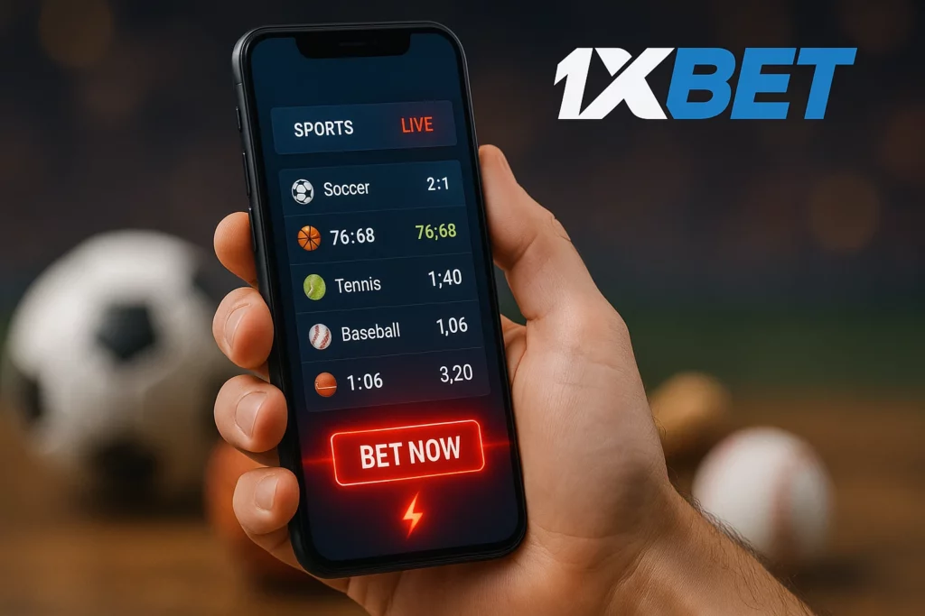 1xBet bet on football via mobile app