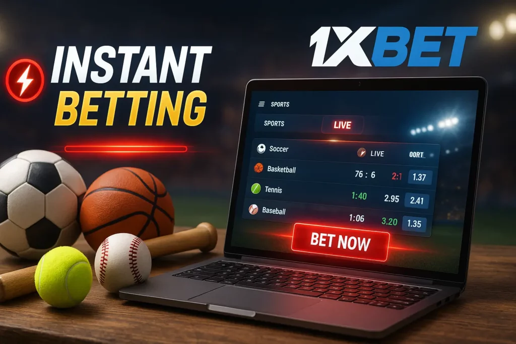 1xBet bet on football on PC
